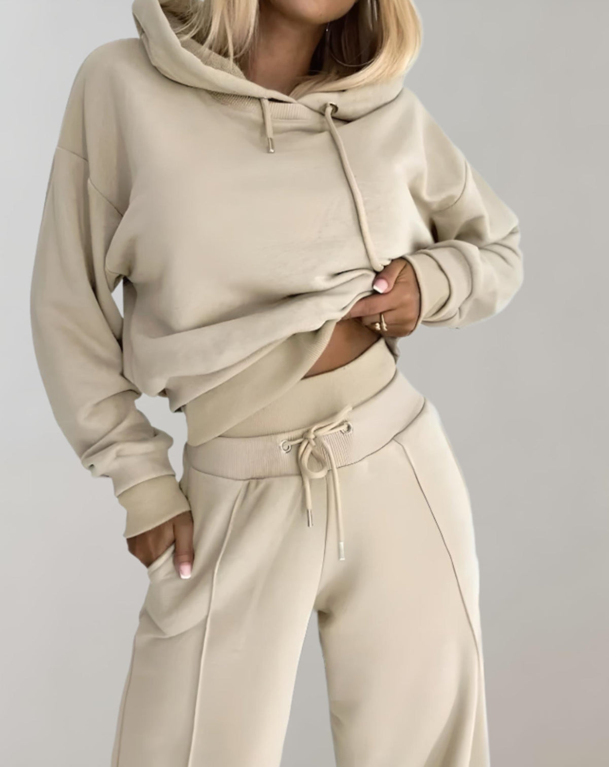 Sienna | Elegant Cropped Hoodie Wide-Leg Tracksuit Set