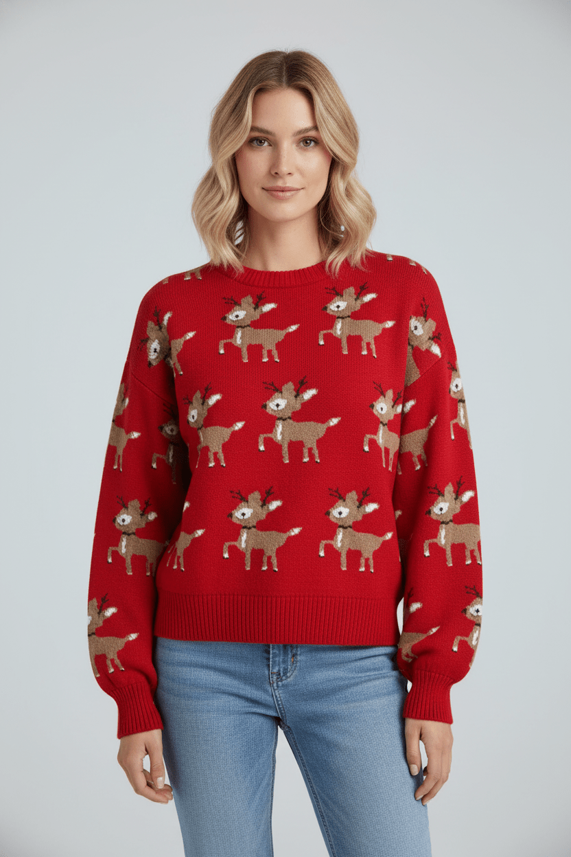 Sienna | Oversized Reindeer Knit Ladies Xmas Jumpers