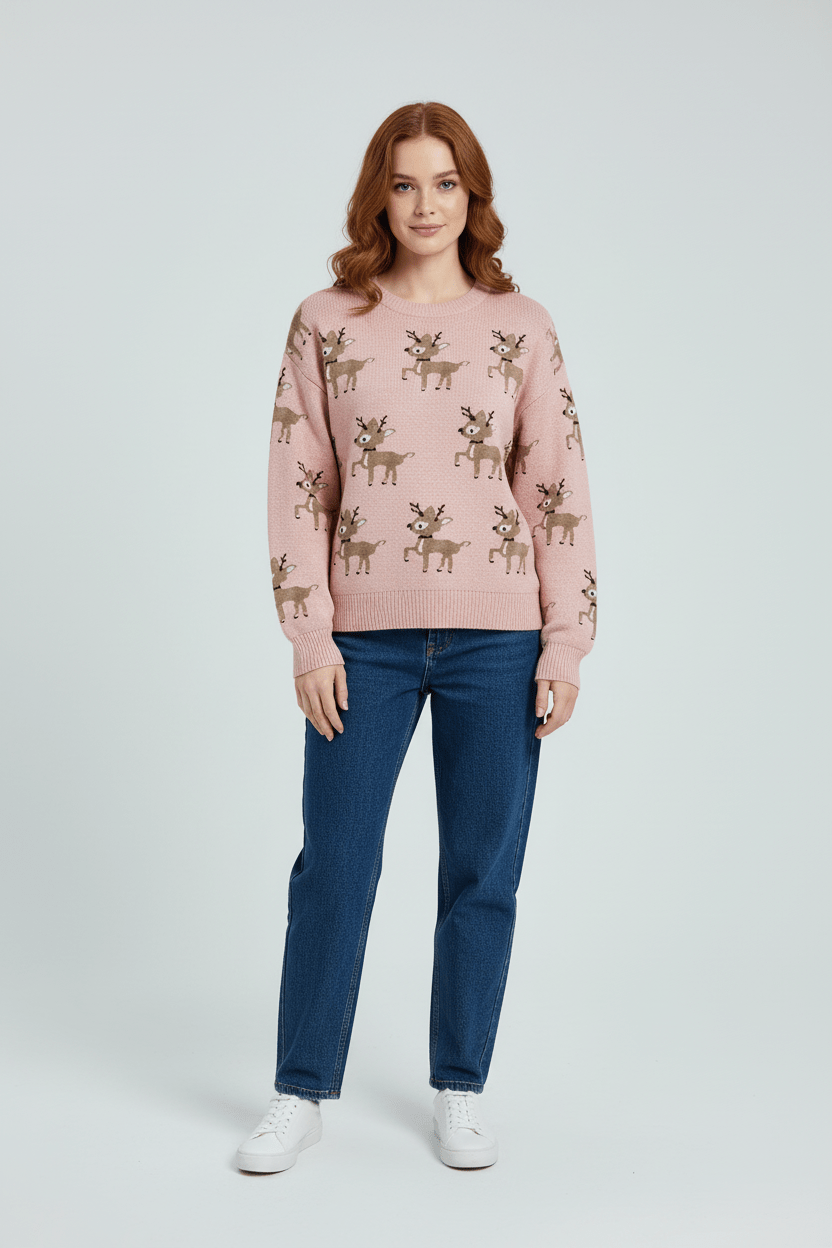 Sienna | Oversized Reindeer Knit Ladies Xmas Jumpers