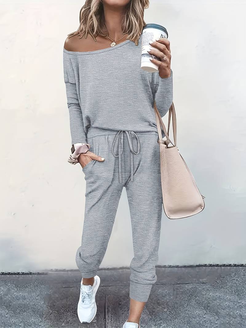 Sienna | Sophisticated Off-Shoulder Tracksuit Two Piece Set