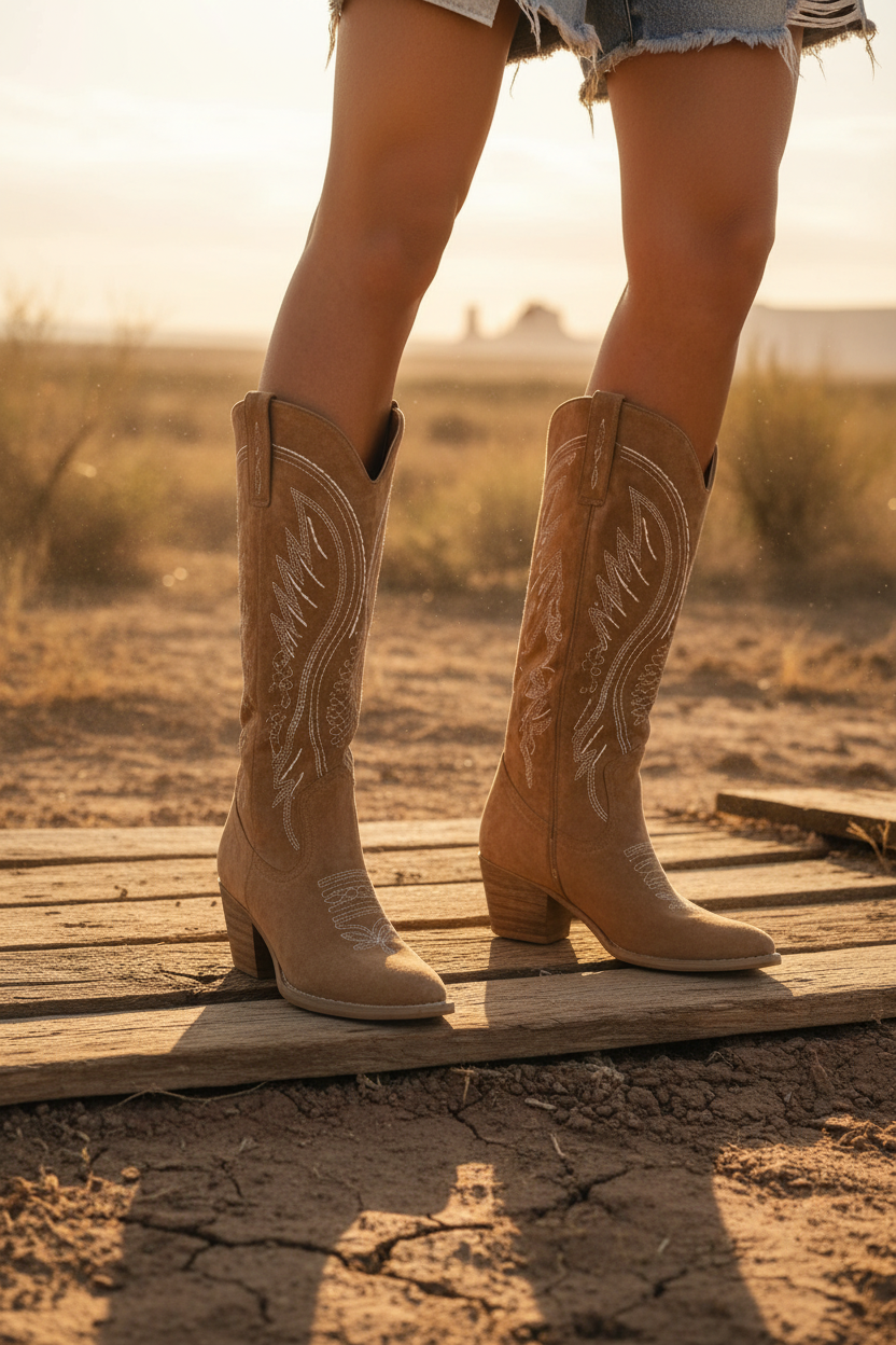 Sofia | Effortless Embroidered Knee High Cowboy Boots