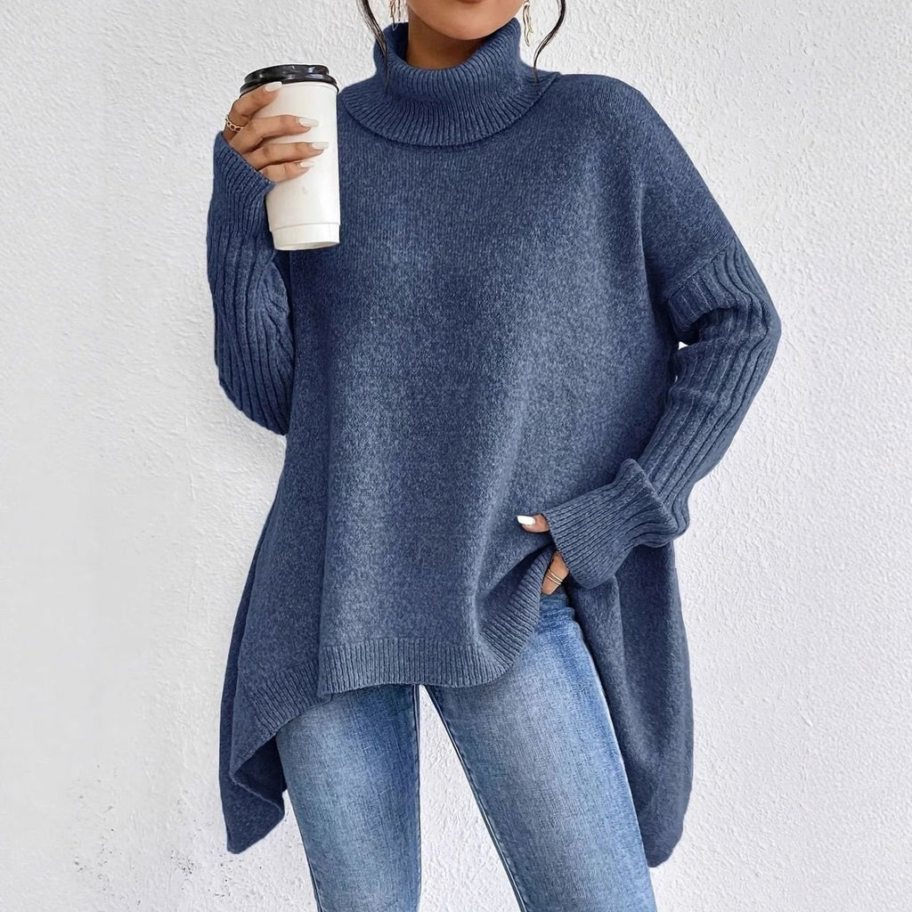Sofia | Oversized Roll Neck Longline Womens Knit Jumper