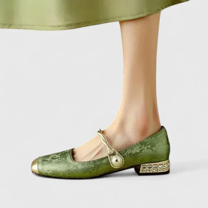 Sofia | Relaxed Pearl Strap Block Heel Mary Jane Shoes