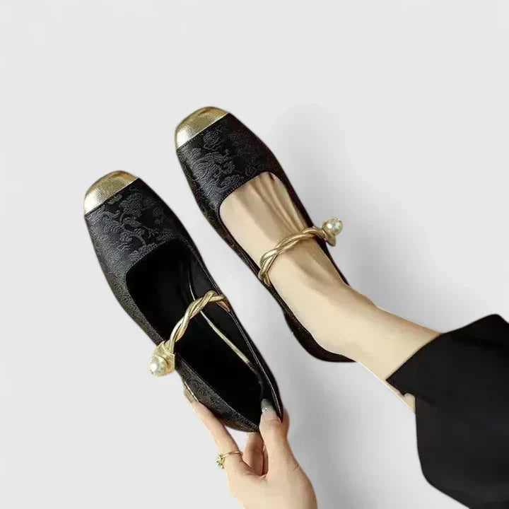 Sofia | Relaxed Pearl Strap Block Heel Mary Jane Shoes