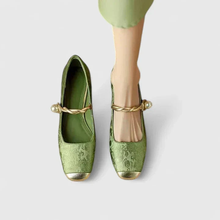 Sofia | Relaxed Pearl Strap Block Heel Mary Jane Shoes