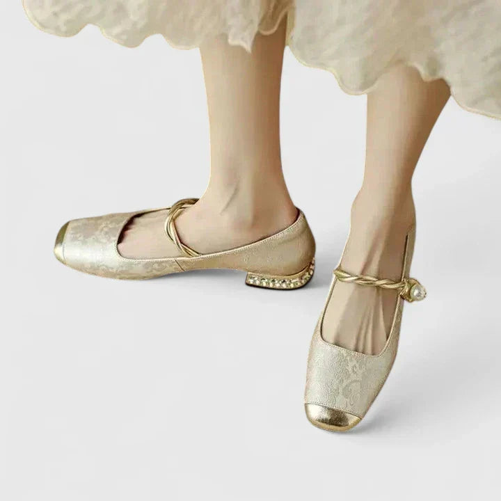 Sofia | Relaxed Pearl Strap Block Heel Mary Jane Shoes