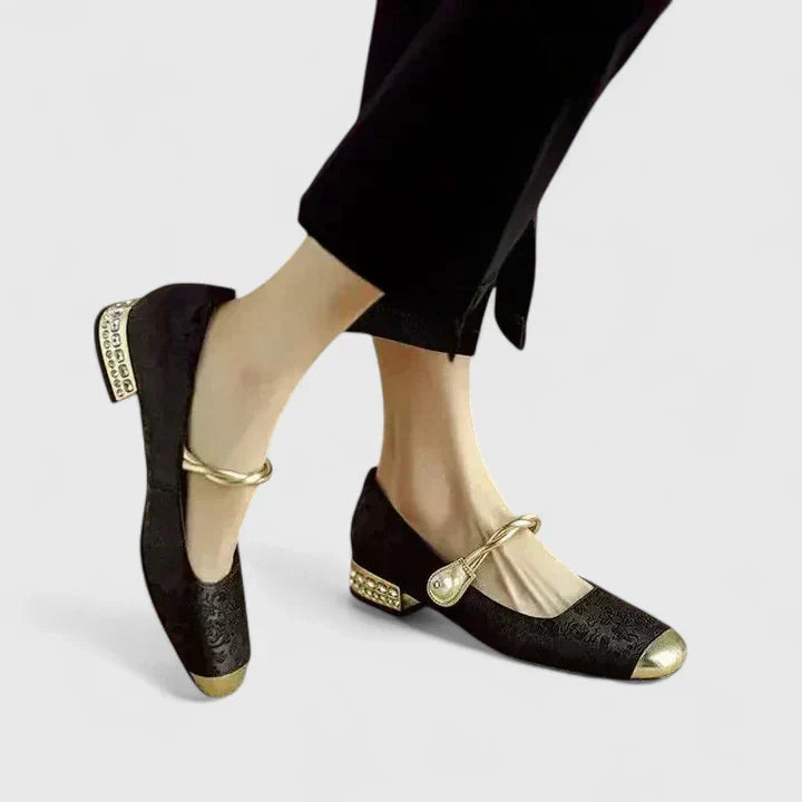 Sofia | Relaxed Pearl Strap Block Heel Mary Jane Shoes