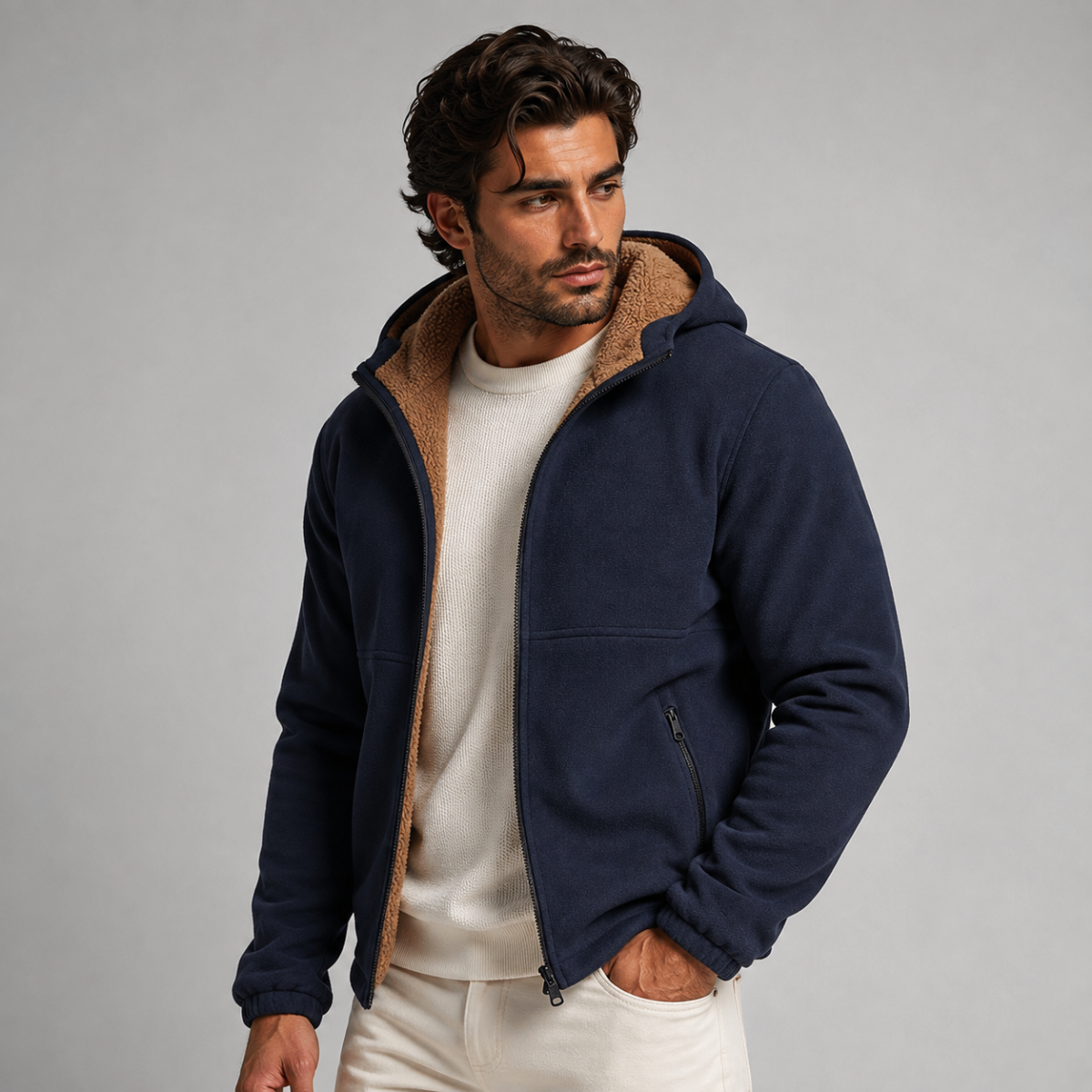 Sonny | Cosy Hooded Zip Up Mens Fleece Jacket