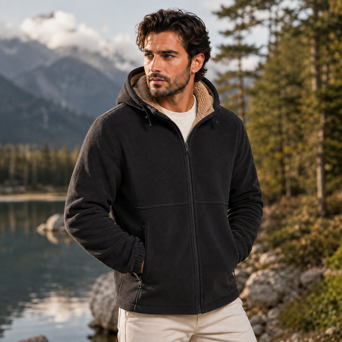 Sonny | Cosy Hooded Zip Up Mens Fleece Jacket