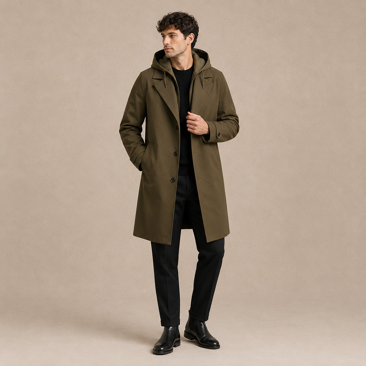 Sonny | Elegant Long Hooded Mens Parka Jacket