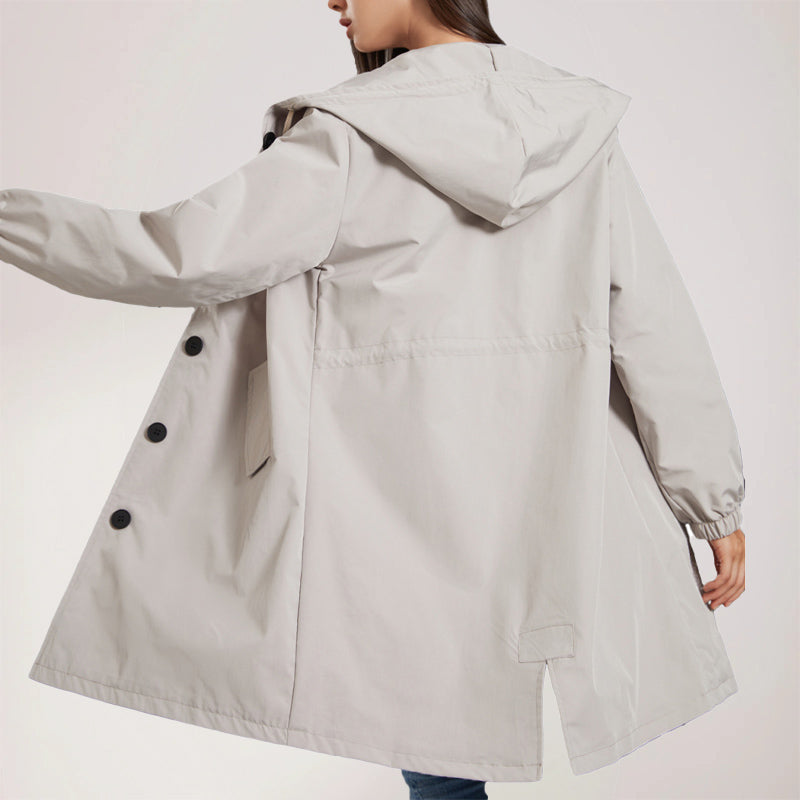 Sophia | Chic Hooded Longline Trench Coat