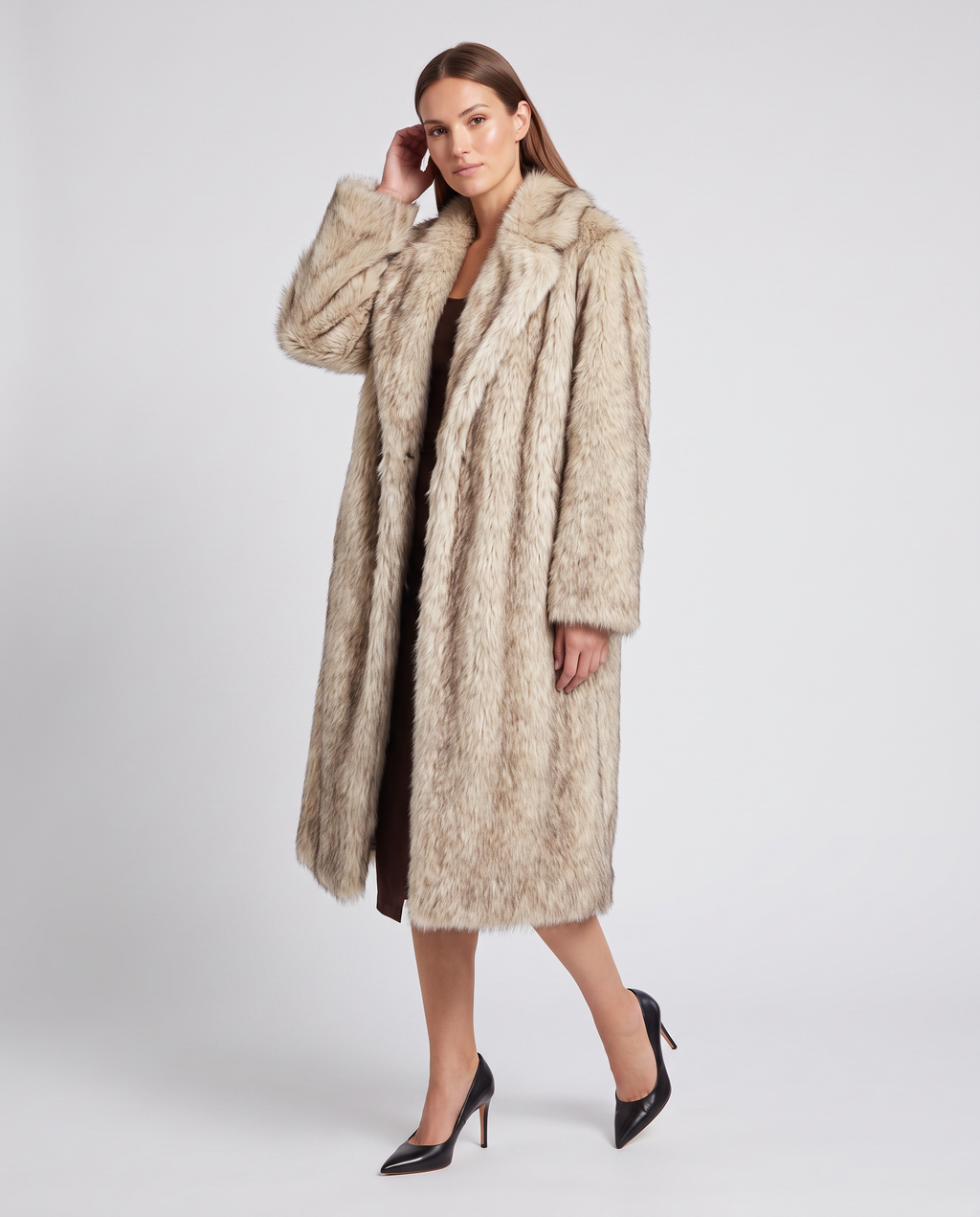 Sophia | Refined Longline Faux Fur Coat