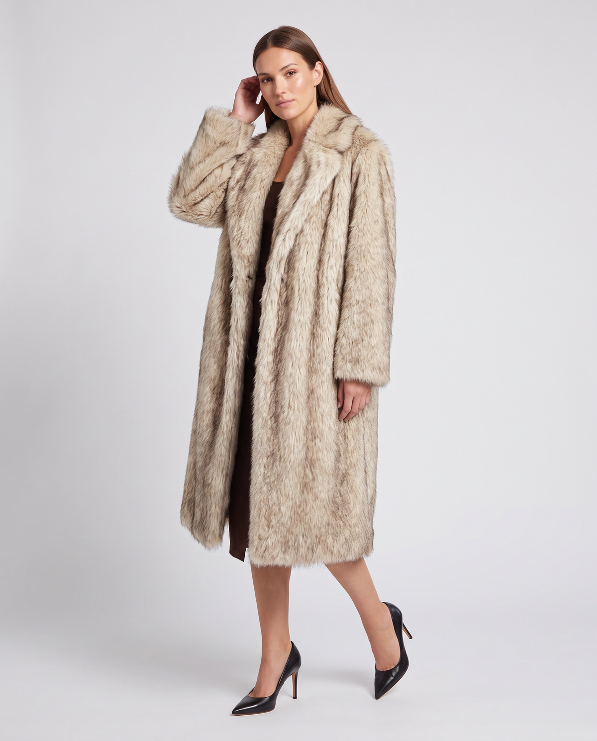 Sophia | Refined Longline Faux Fur Coat