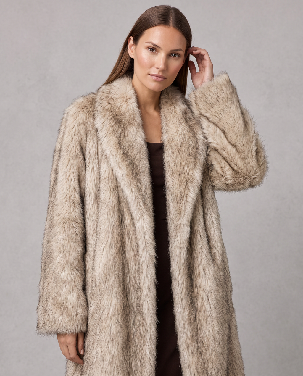 Sophia | Refined Longline Faux Fur Coat