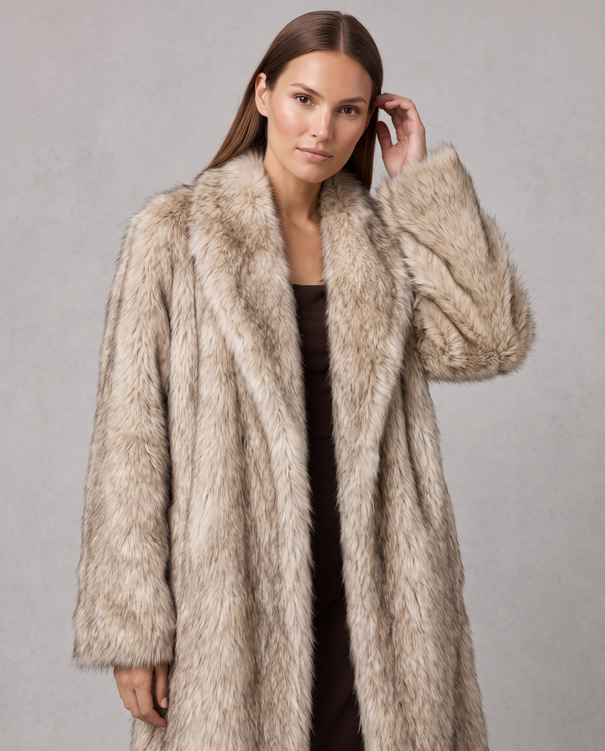 Sophia | Refined Longline Faux Fur Coat