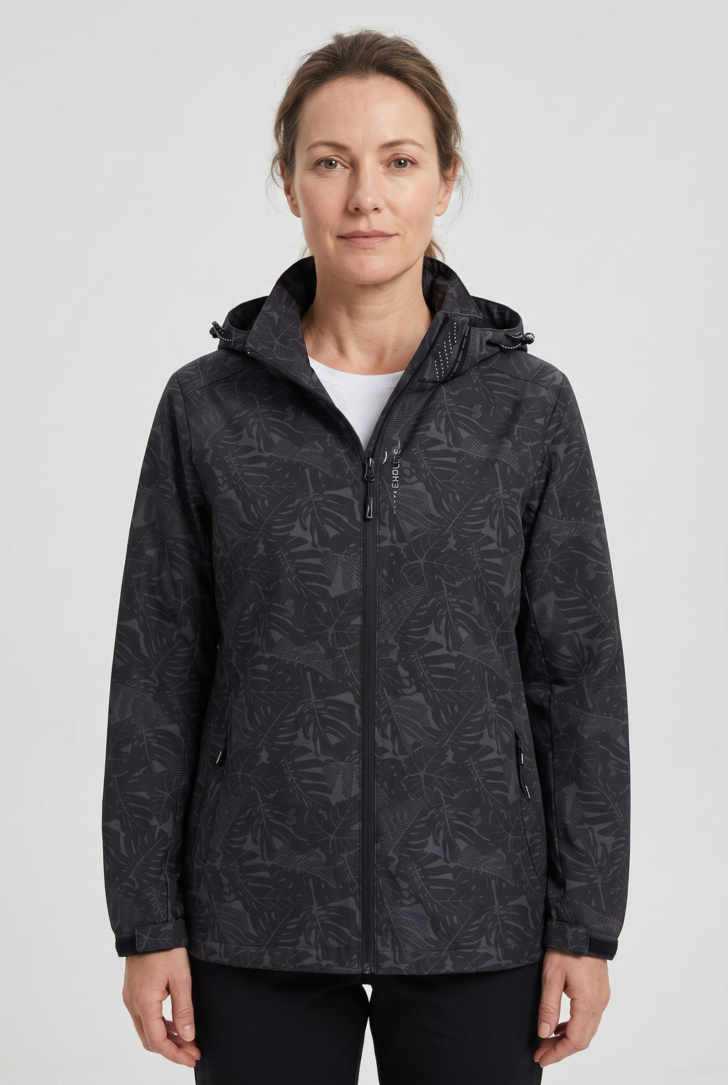 Sophia | Sophisticated Hooded Waterproof Jacket with Leaf Print
