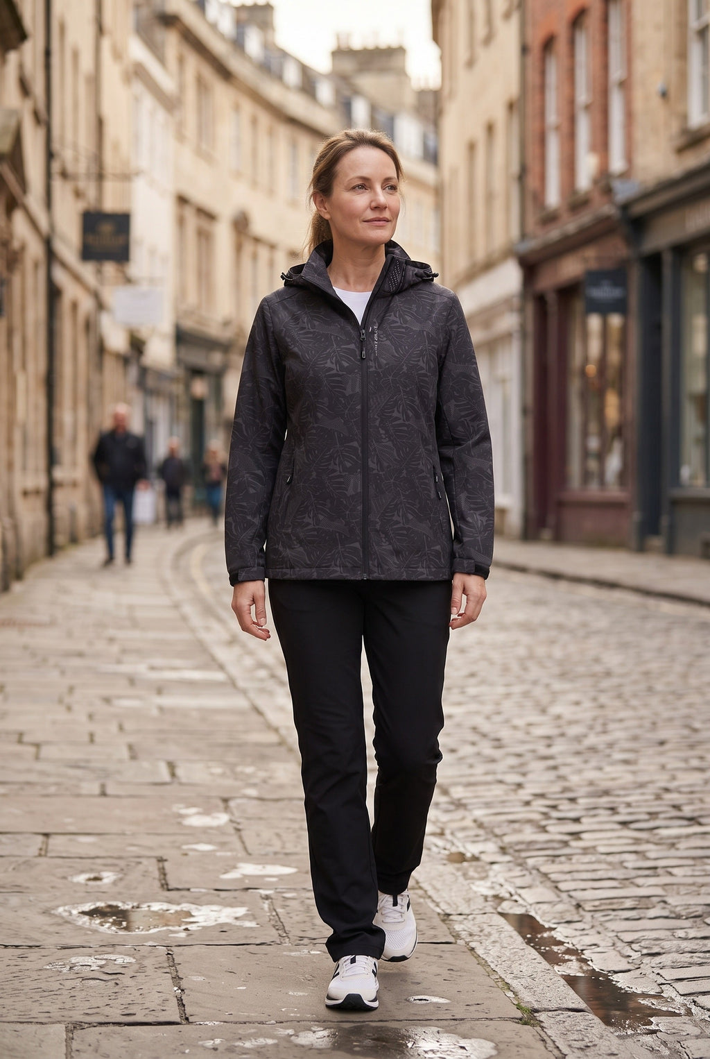 Sophia | Sophisticated Hooded Waterproof Jacket with Leaf Print