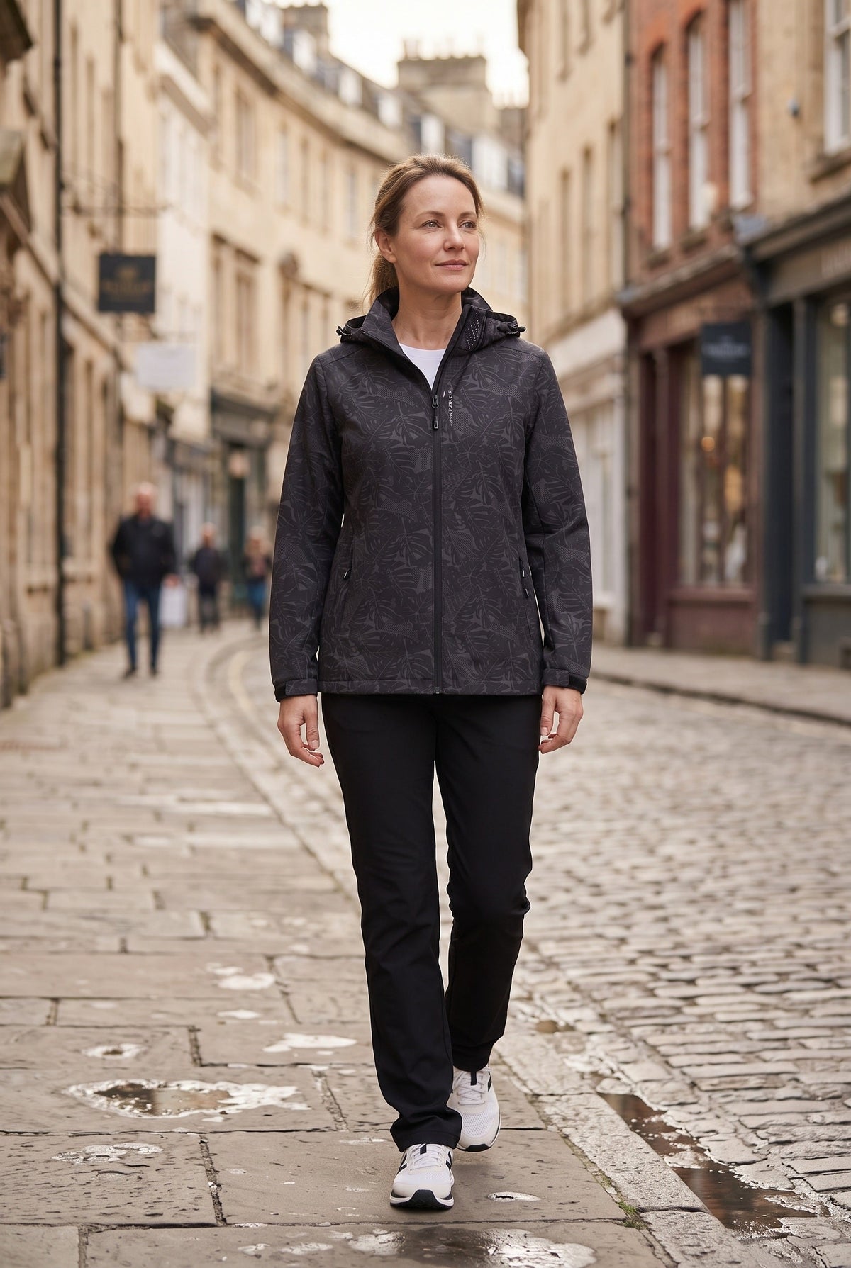 Sophia | Sophisticated Hooded Waterproof Jacket with Leaf Print