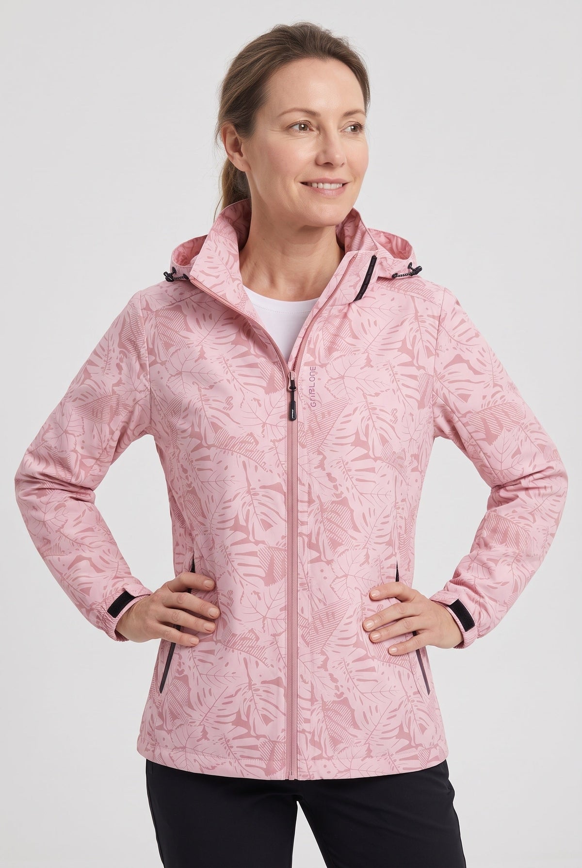 Sophia | Sophisticated Hooded Waterproof Jacket with Leaf Print