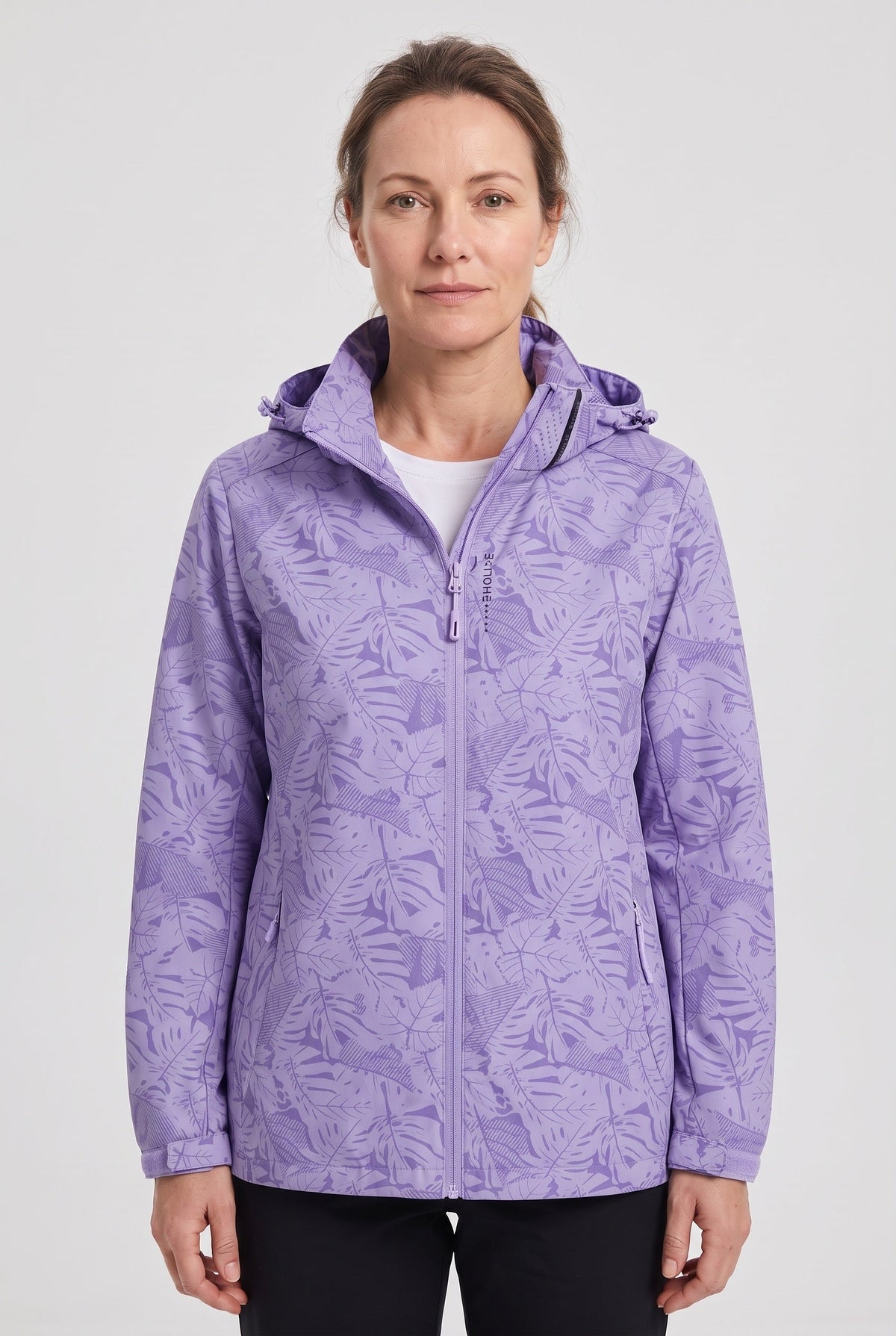 Sophia | Sophisticated Hooded Waterproof Jacket with Leaf Print