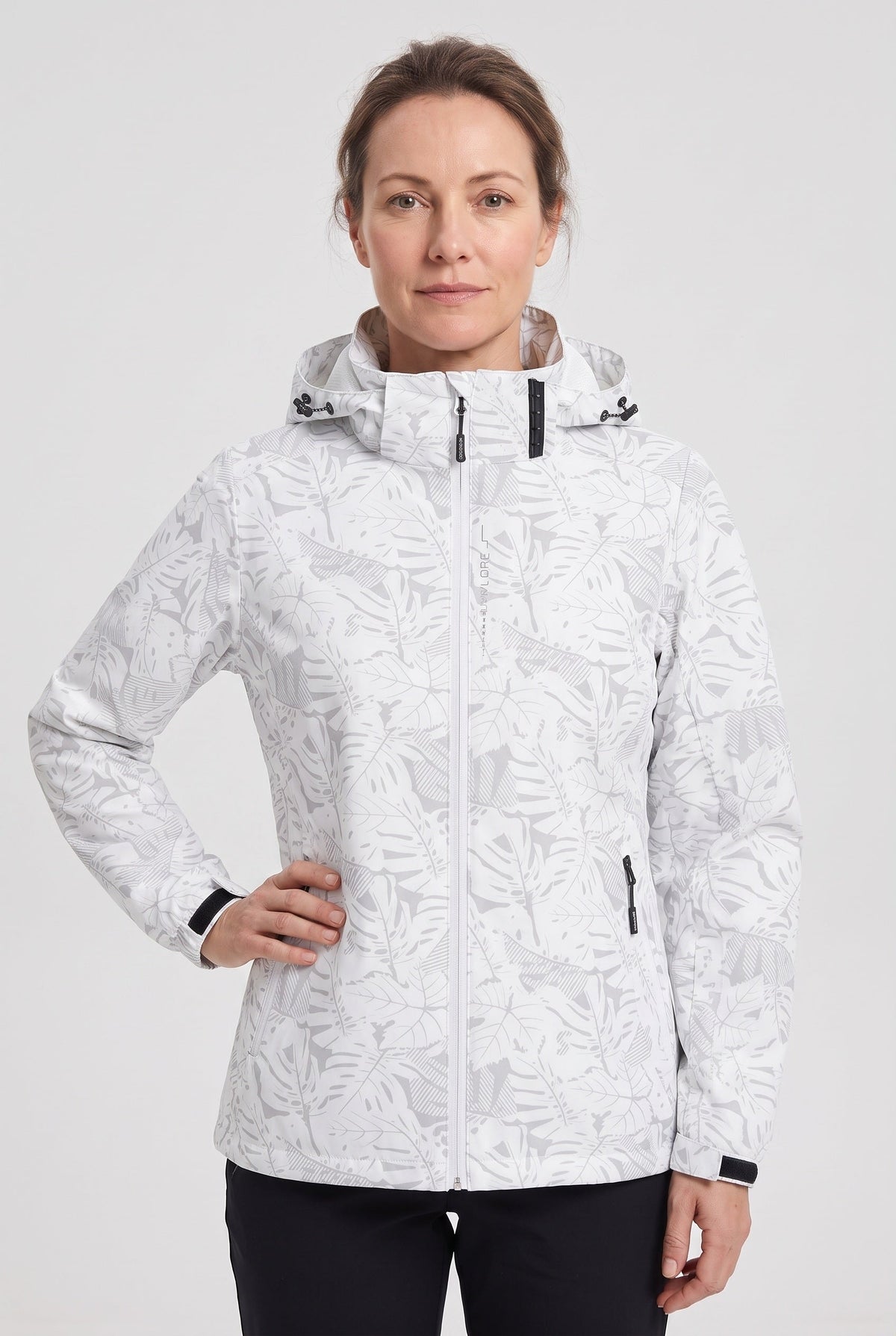 Sophia | Sophisticated Hooded Waterproof Jacket with Leaf Print