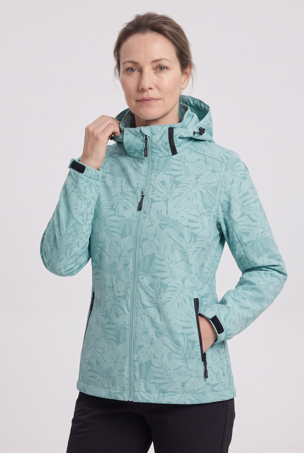 Sophia | Sophisticated Hooded Waterproof Jacket with Leaf Print