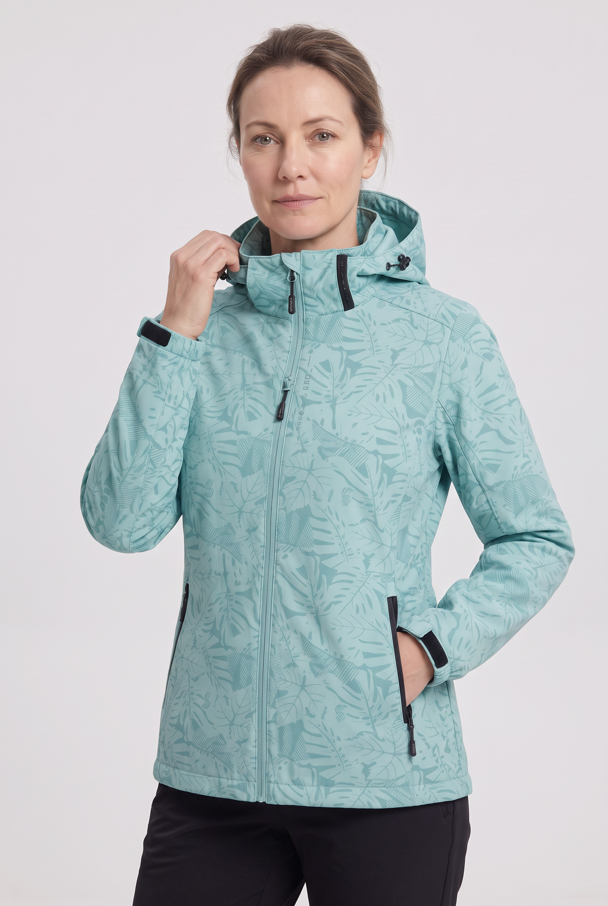 Sophia | Sophisticated Hooded Waterproof Jacket with Leaf Print