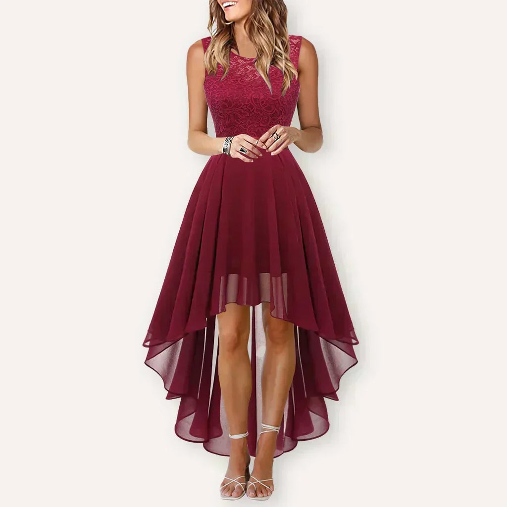 Sophia | Sophisticated Lace High-Low Christmas Dress