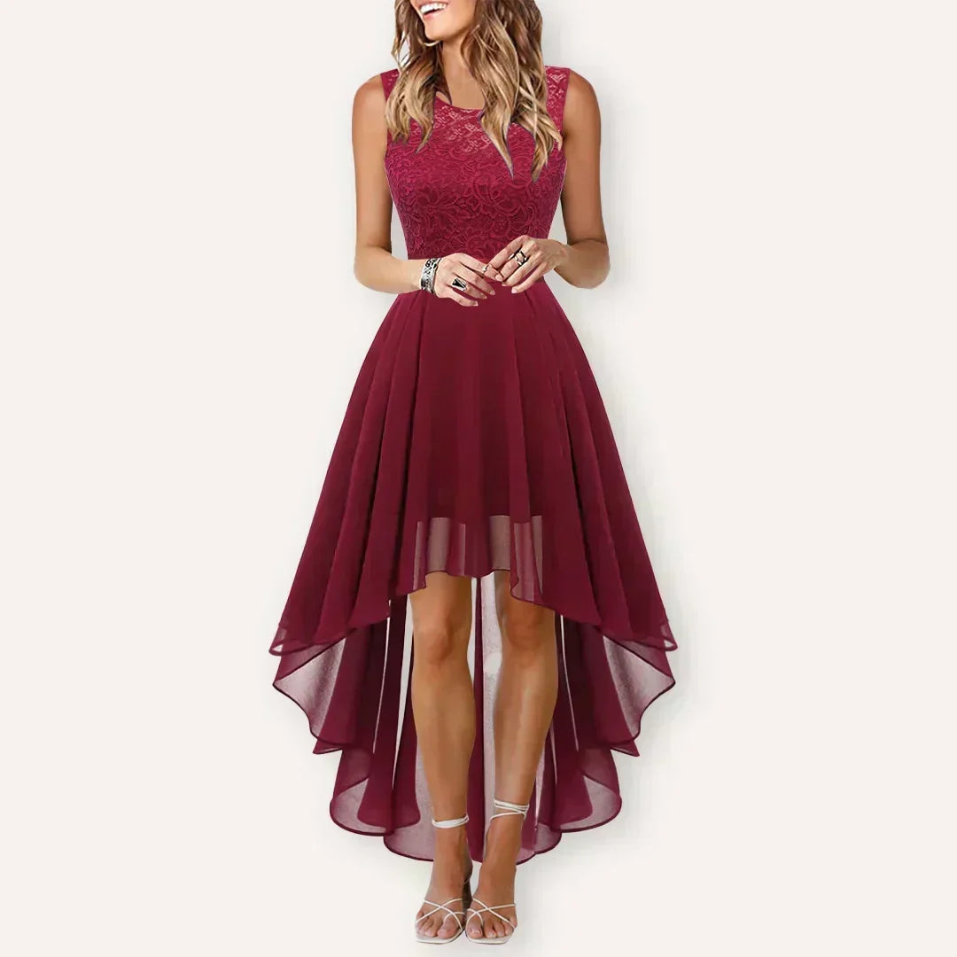 Sophia | Sophisticated Lace High-Low Christmas Dress