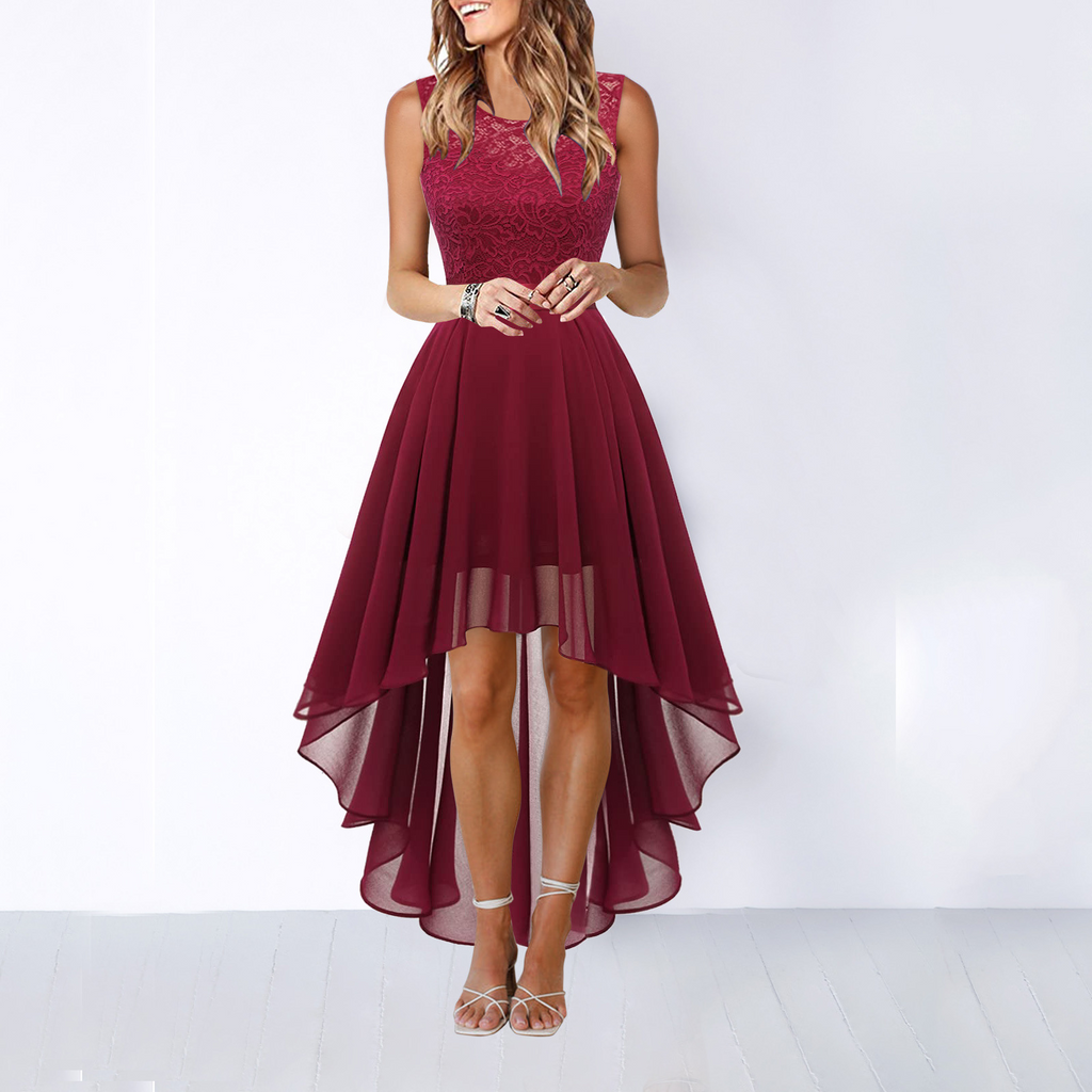 Sophia | Sophisticated Lace High-Low Christmas Dress