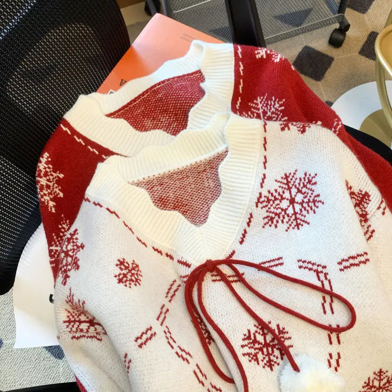 Sophie | Snowflake V-Neck Ladies Xmas Jumpers