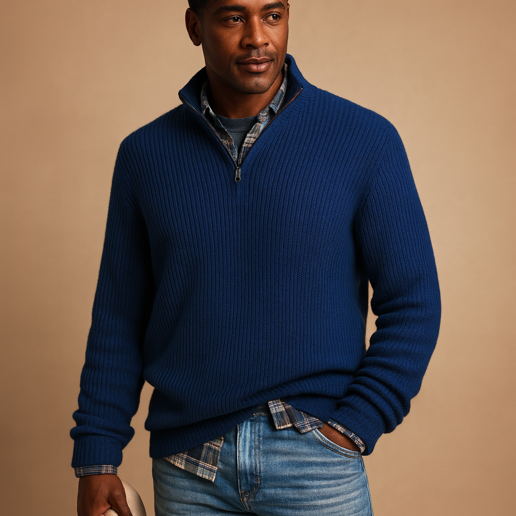 Teddy | Classic Ribbed Quarter Zip Mens Knit Jumper