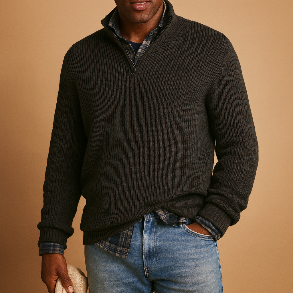 Teddy | Classic Ribbed Quarter Zip Mens Knit Jumper