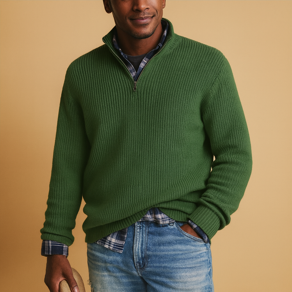 Teddy | Classic Ribbed Quarter Zip Mens Knit Jumper