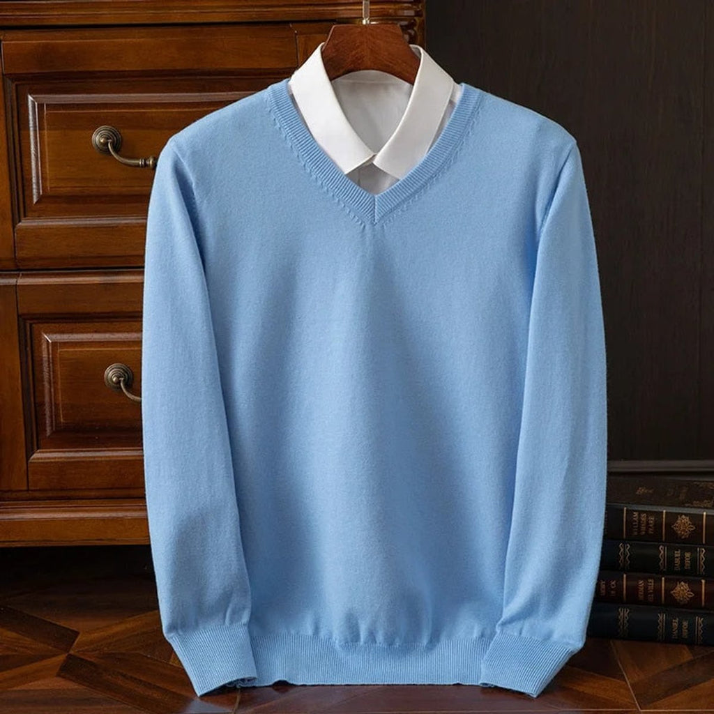 Teddy | Effortless V-Neck Long Sleeve Mens Knit Jumper