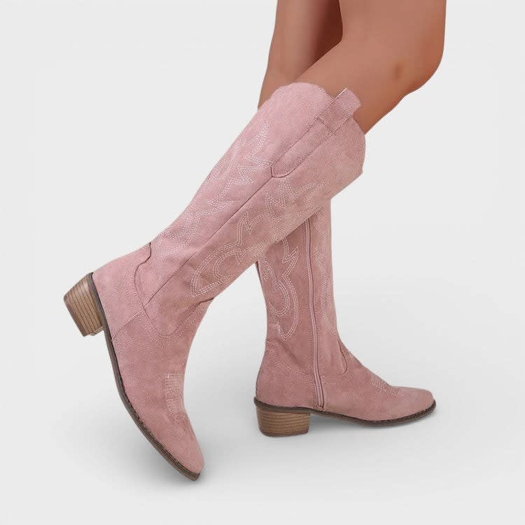 Thea | Classic Embroidered Knee High Cowboy Boots