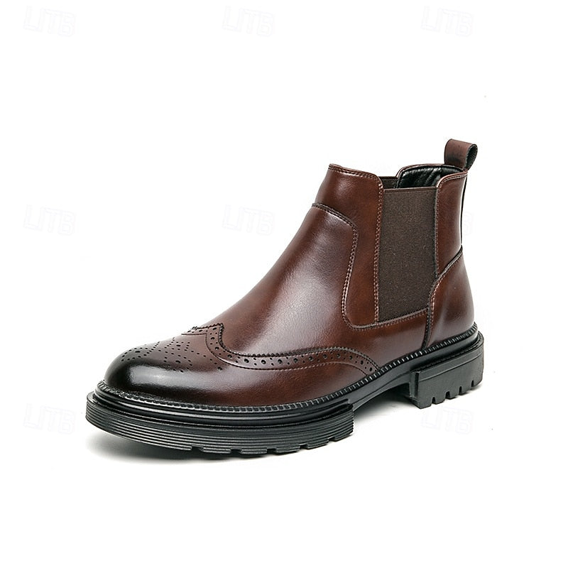 Theo | Polished Brogue Chelsea Mens Boots