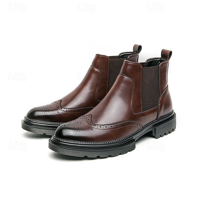 Theo | Polished Brogue Chelsea Mens Boots