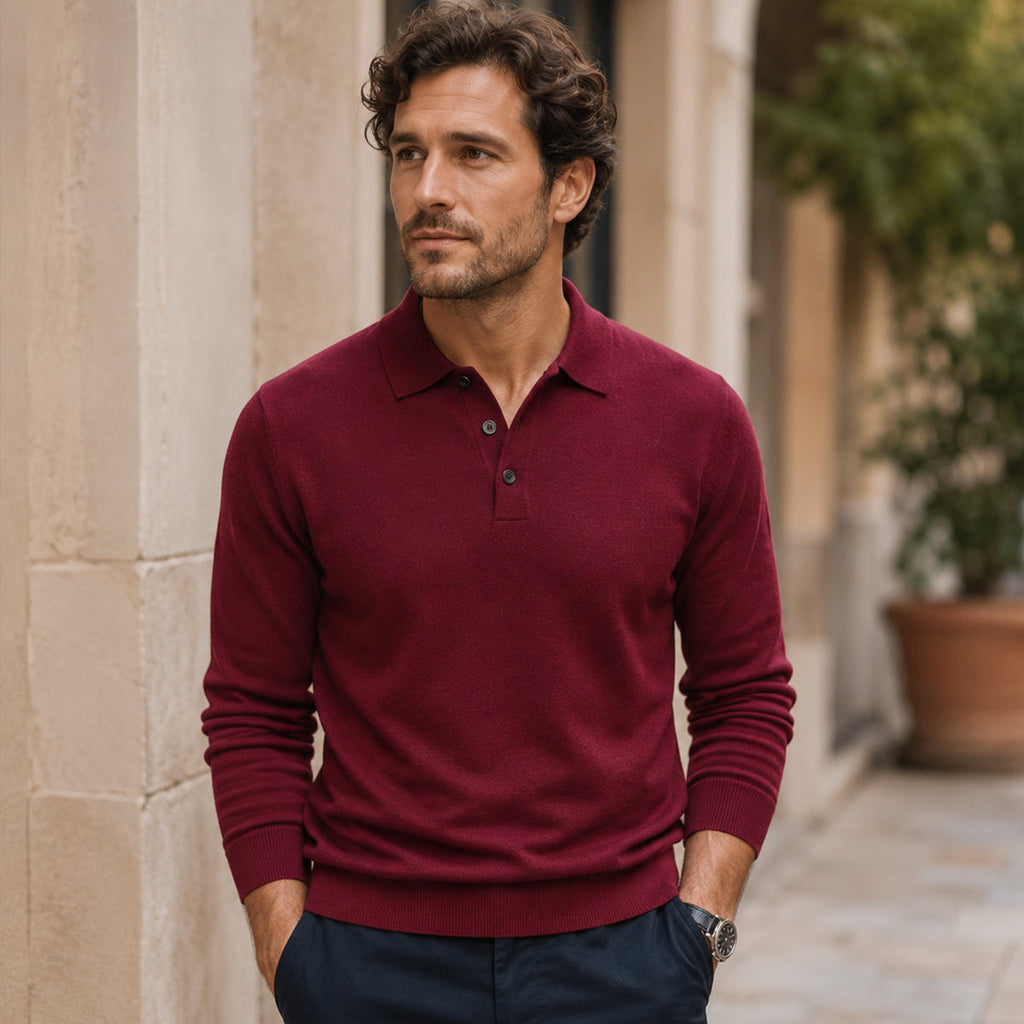 Theodore | Long Sleeve Polo Collar Mens Knit Jumper