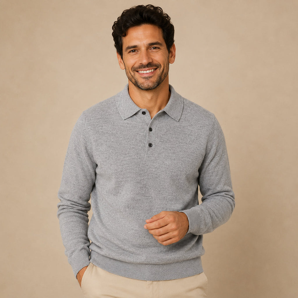 Theodore | Long Sleeve Polo Collar Mens Knit Jumper