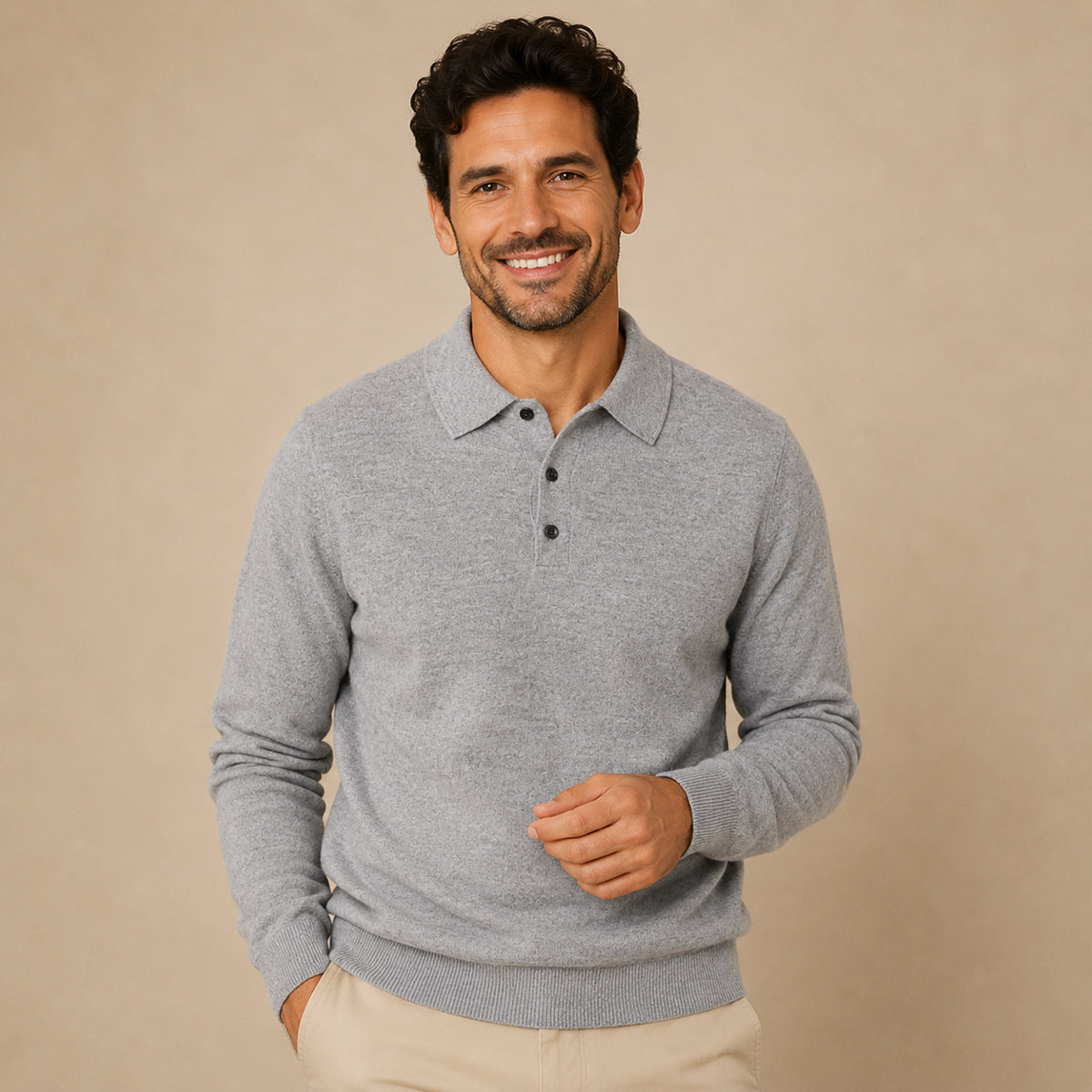Theodore | Long Sleeve Polo Collar Mens Knit Jumper