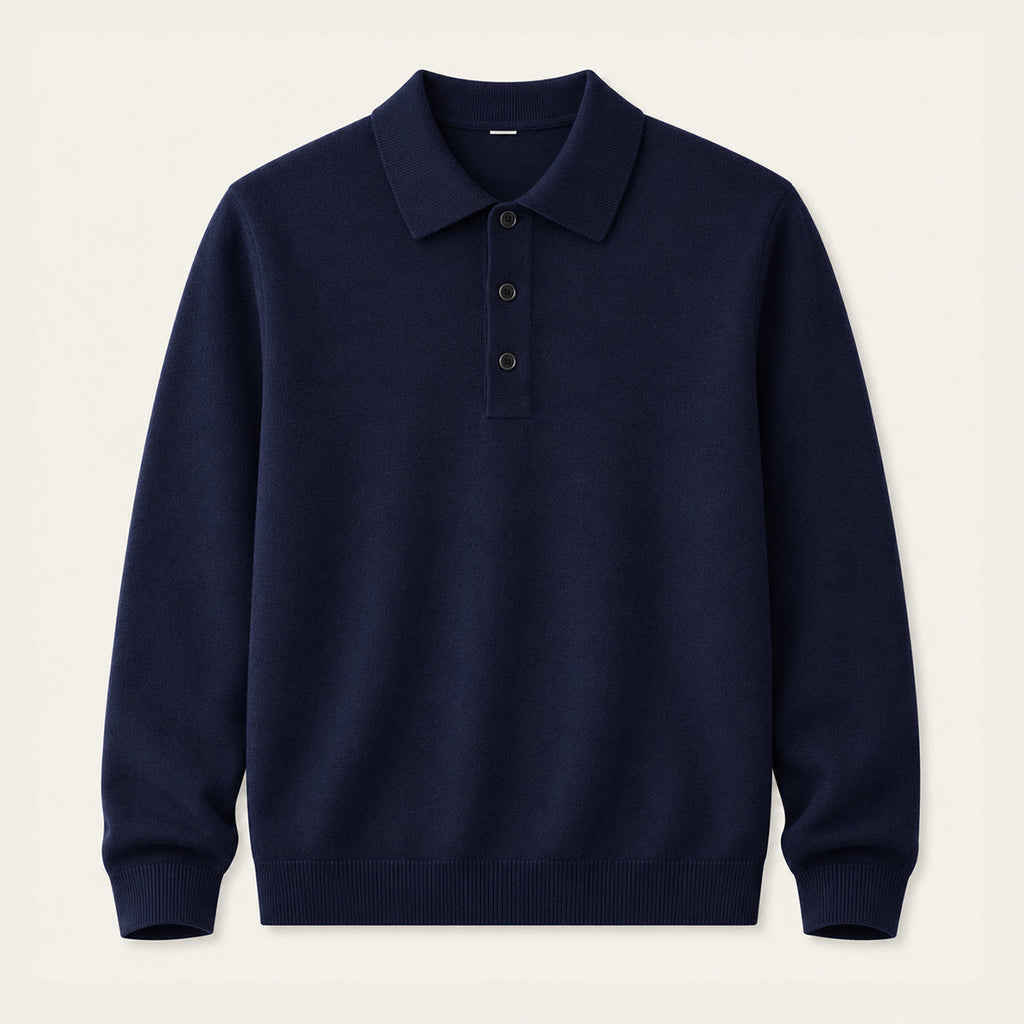 Theodore | Long Sleeve Polo Collar Mens Knit Jumper