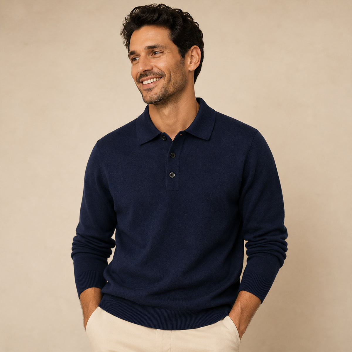 Theodore | Long Sleeve Polo Collar Mens Knit Jumper
