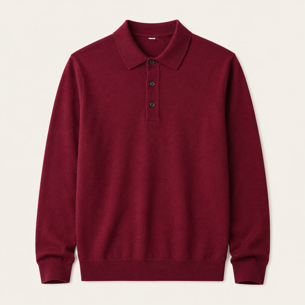 Theodore | Long Sleeve Polo Collar Mens Knit Jumper