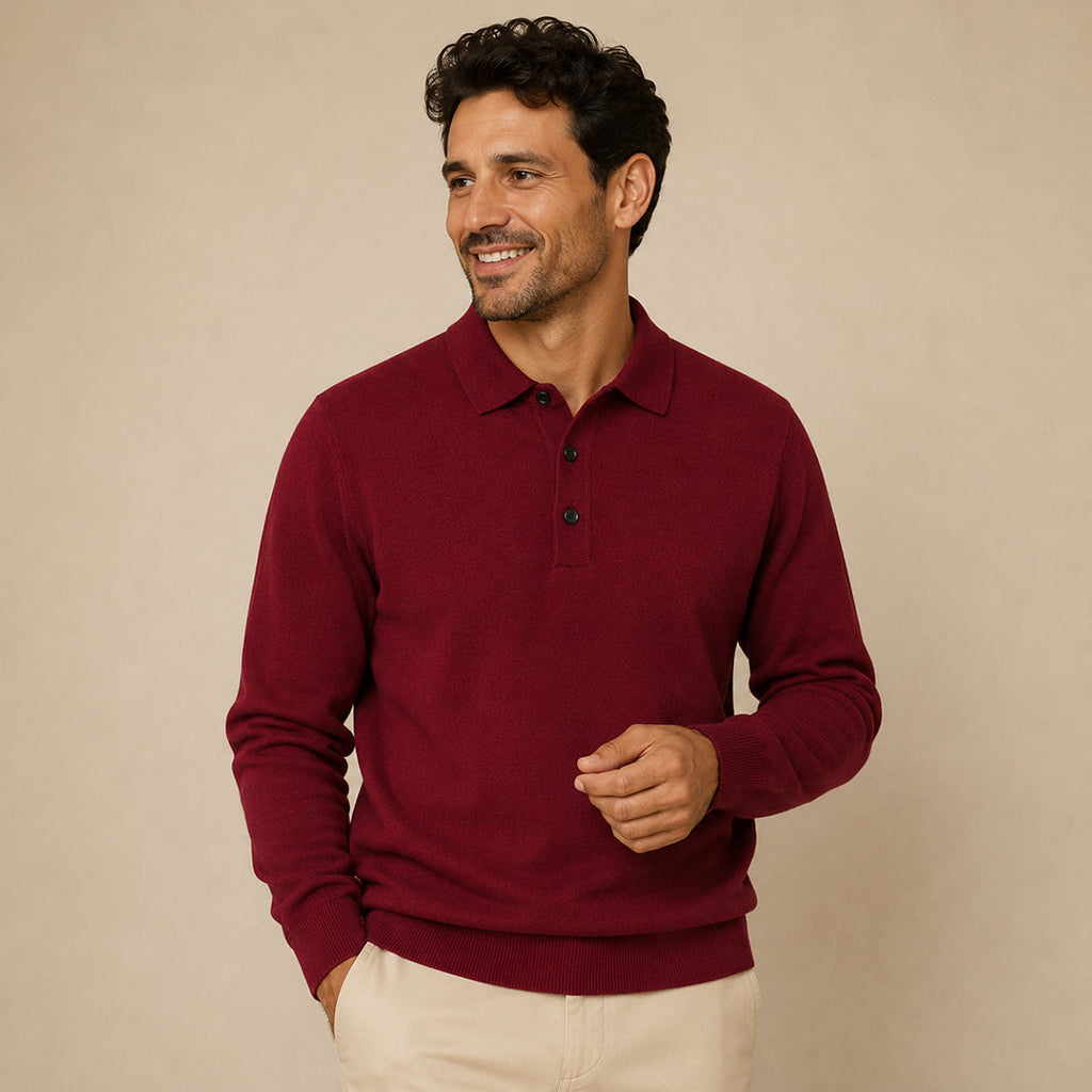 Theodore | Long Sleeve Polo Collar Mens Knit Jumper