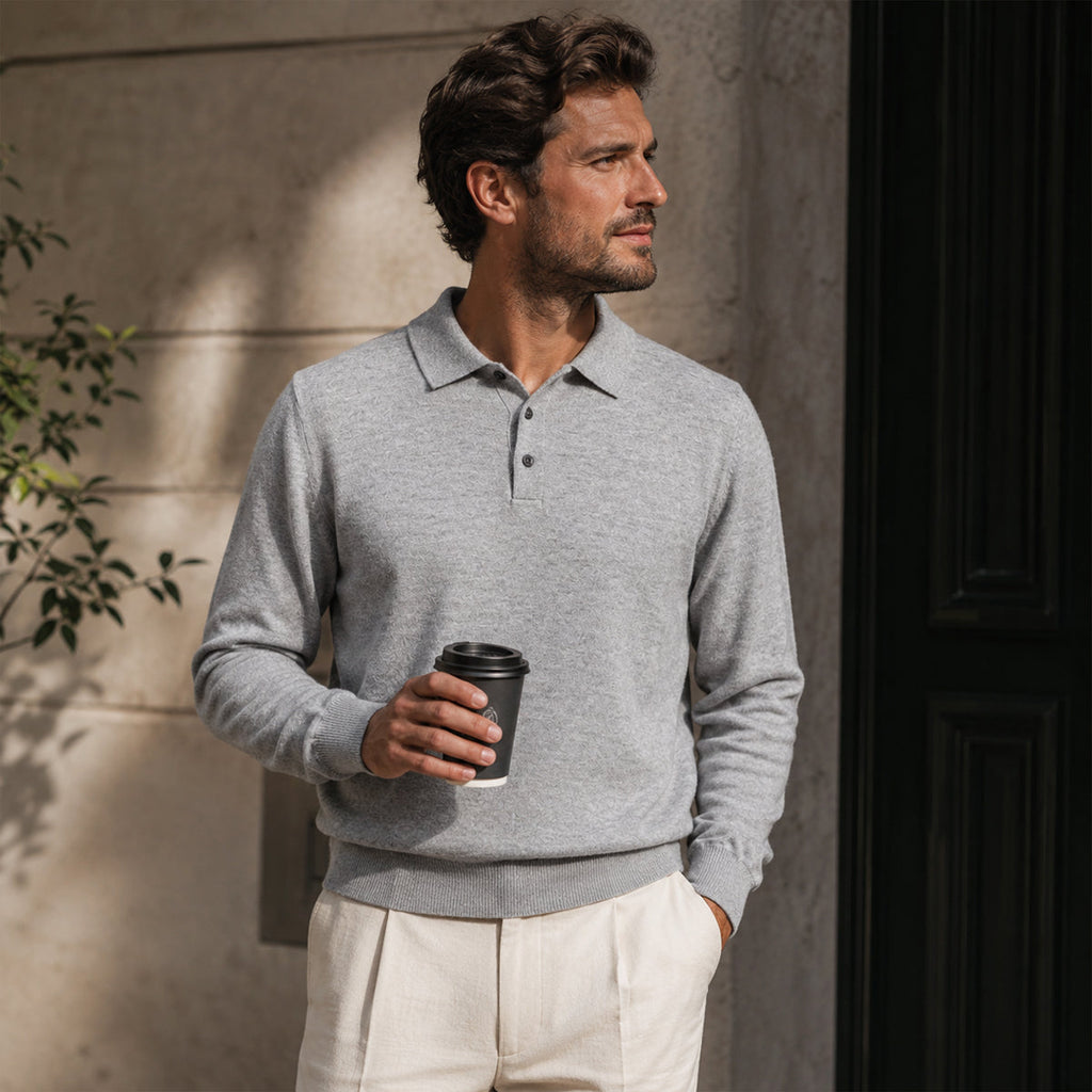 Theodore | Long Sleeve Polo Collar Mens Knit Jumper