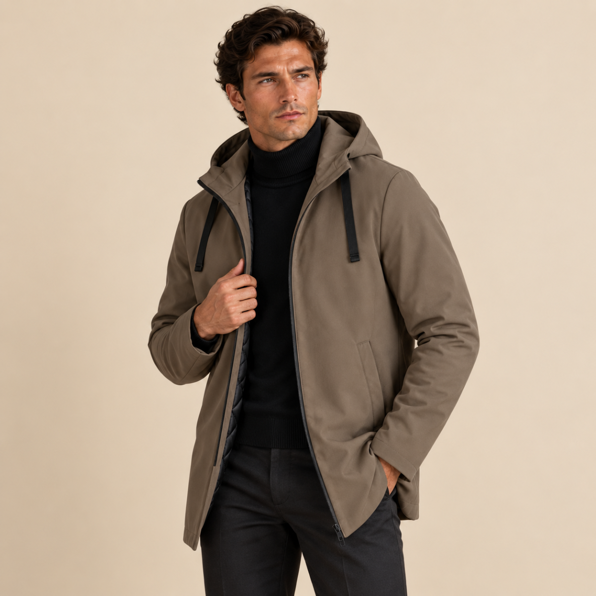 Theodore | Refined Long Hooded Mens Parka Jacket