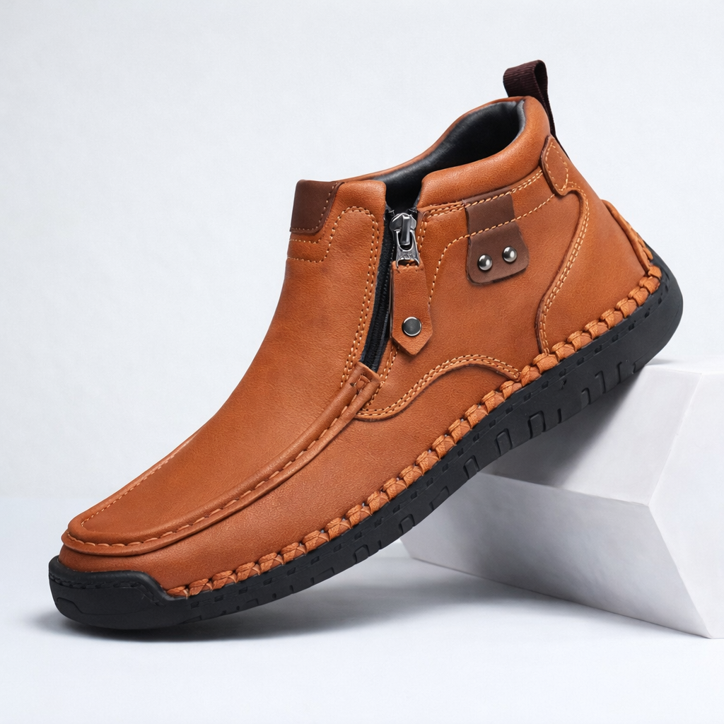 Toby | Timeless Moc Toe Side Zip Mens Boots