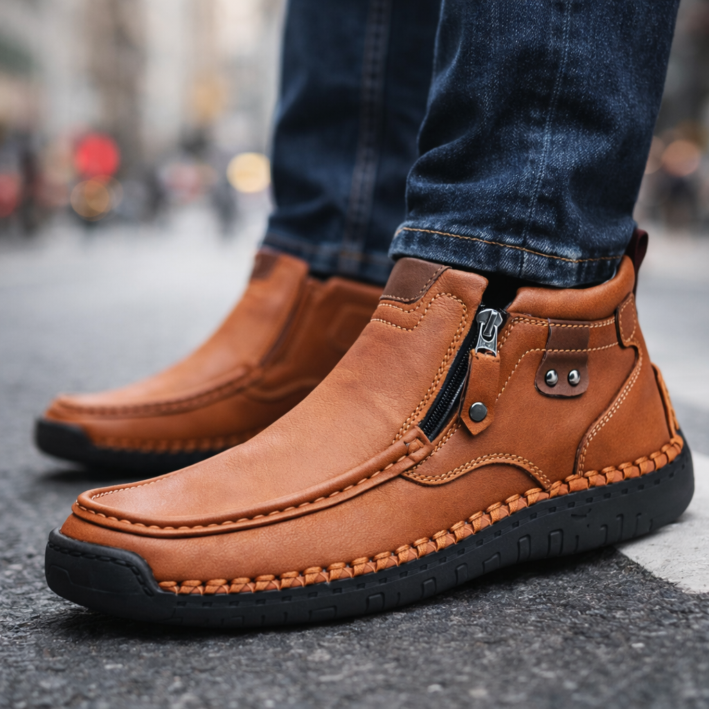 Toby | Timeless Moc Toe Side Zip Mens Boots