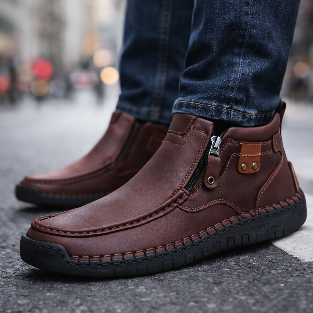 Toby | Timeless Moc Toe Side Zip Mens Boots